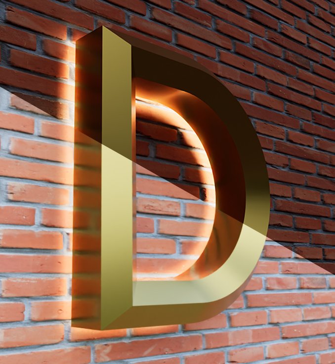 Radius-shaped stainless steel backlit box letters