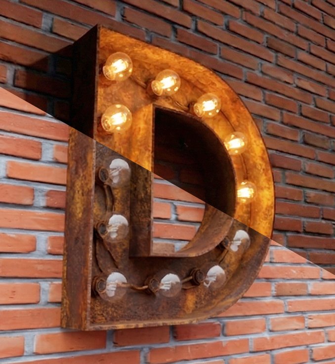 Rusty-look Retro Box Letters