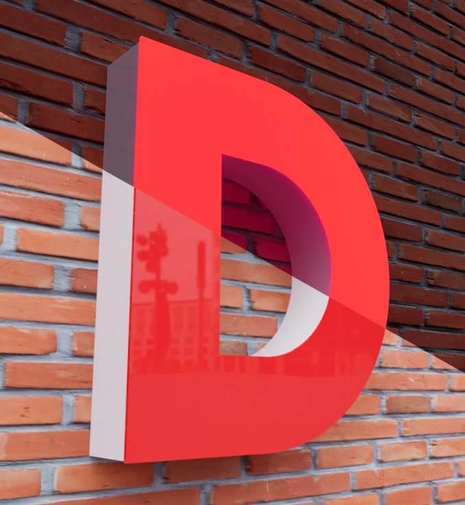 Front-lit framed aluminum box letters.