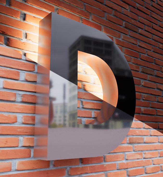 Mirror silver chanel letters